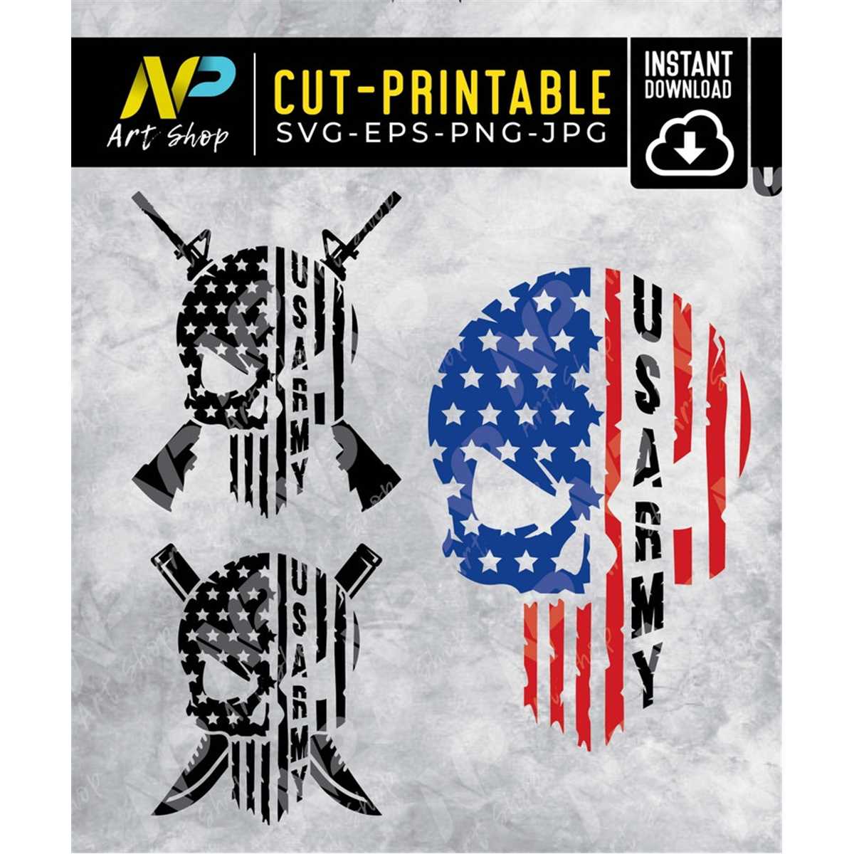 thumbnail image 2 of US Army Veteran Skull Soldier - Sticker Graphic - Auto... 2 of 12