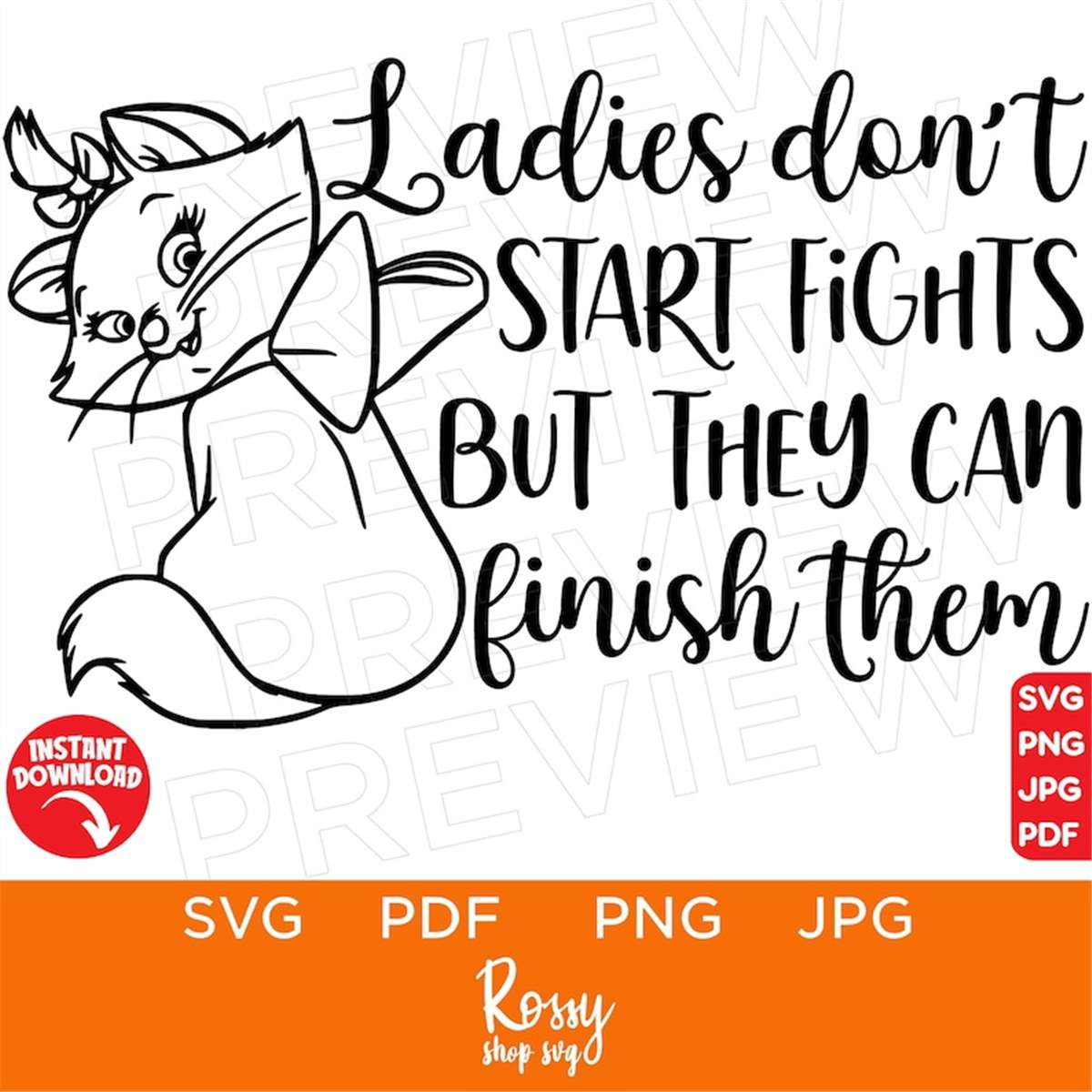 TGBJE Taschenspiegel 'Ladies Don't Start Fights' – Marie Cat Lover Geschenk, Edelstahl, 6,5 Cm