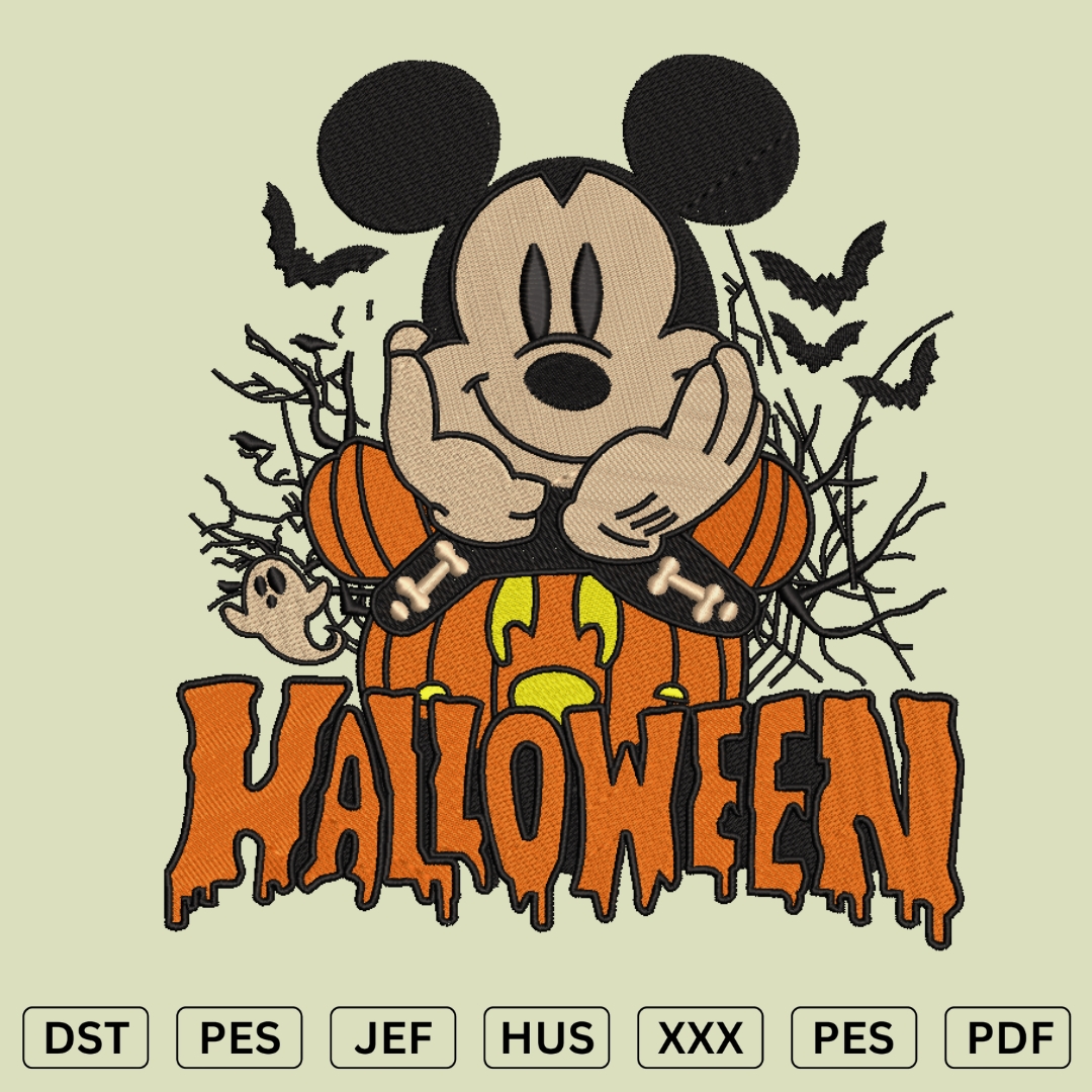 Halloween Micky Embroidery Design v2 DST, PES, JEF Inspire Uplift