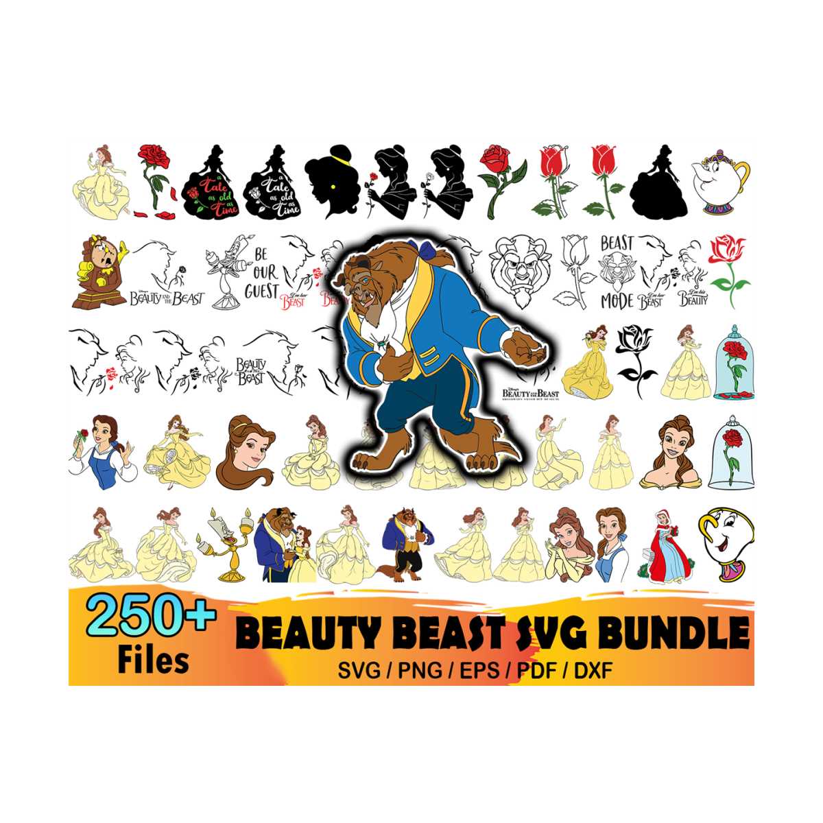 250 Beauty And The Beast Svg Bundle, Disney Svg, Belle Svg - Inspire Uplift
