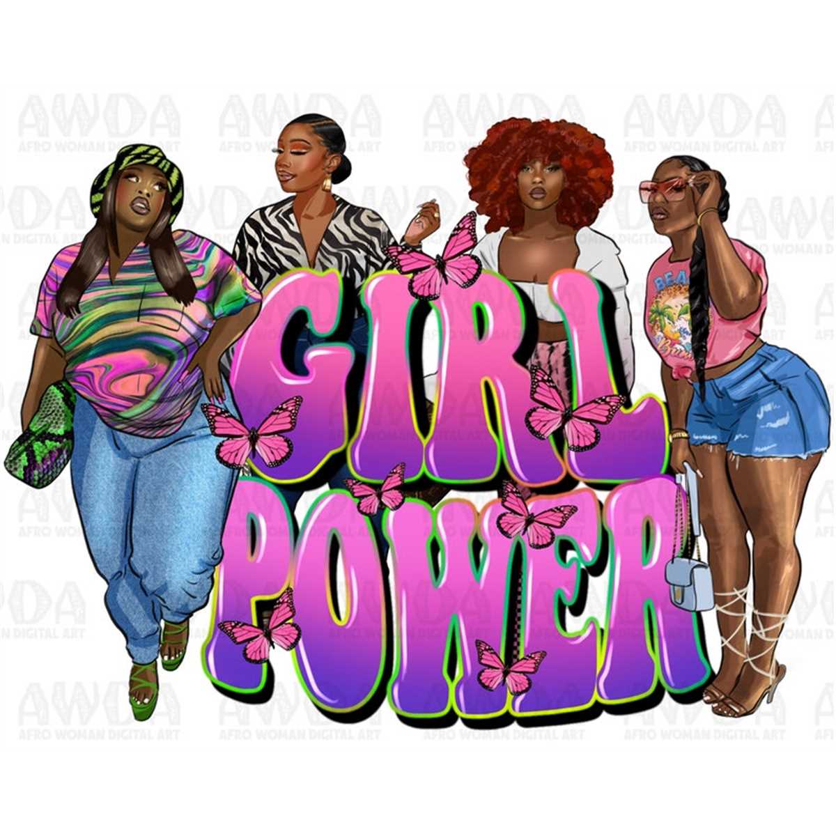 Girl power black woman png sublimation design download, afro Inspire Uplift
