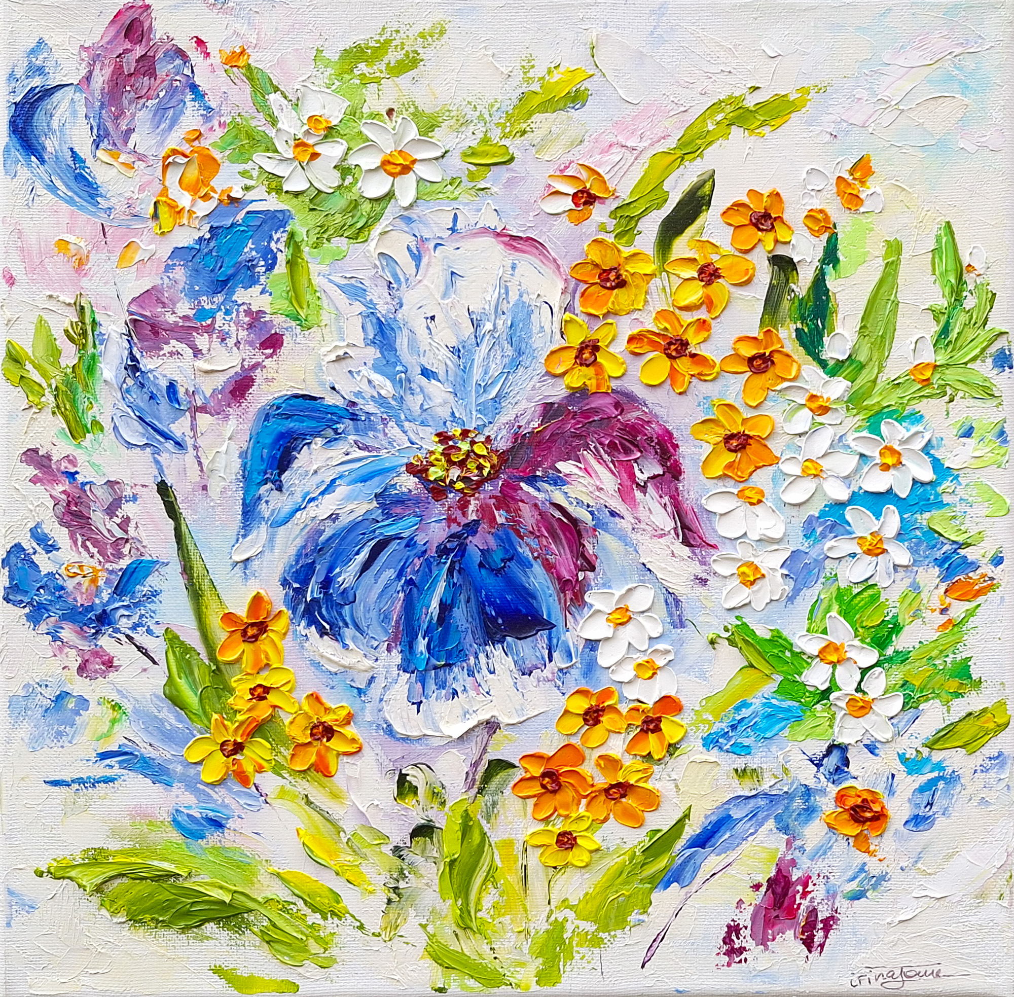 Iris painting floral original art impasto oil painting abstr | Inspire ...