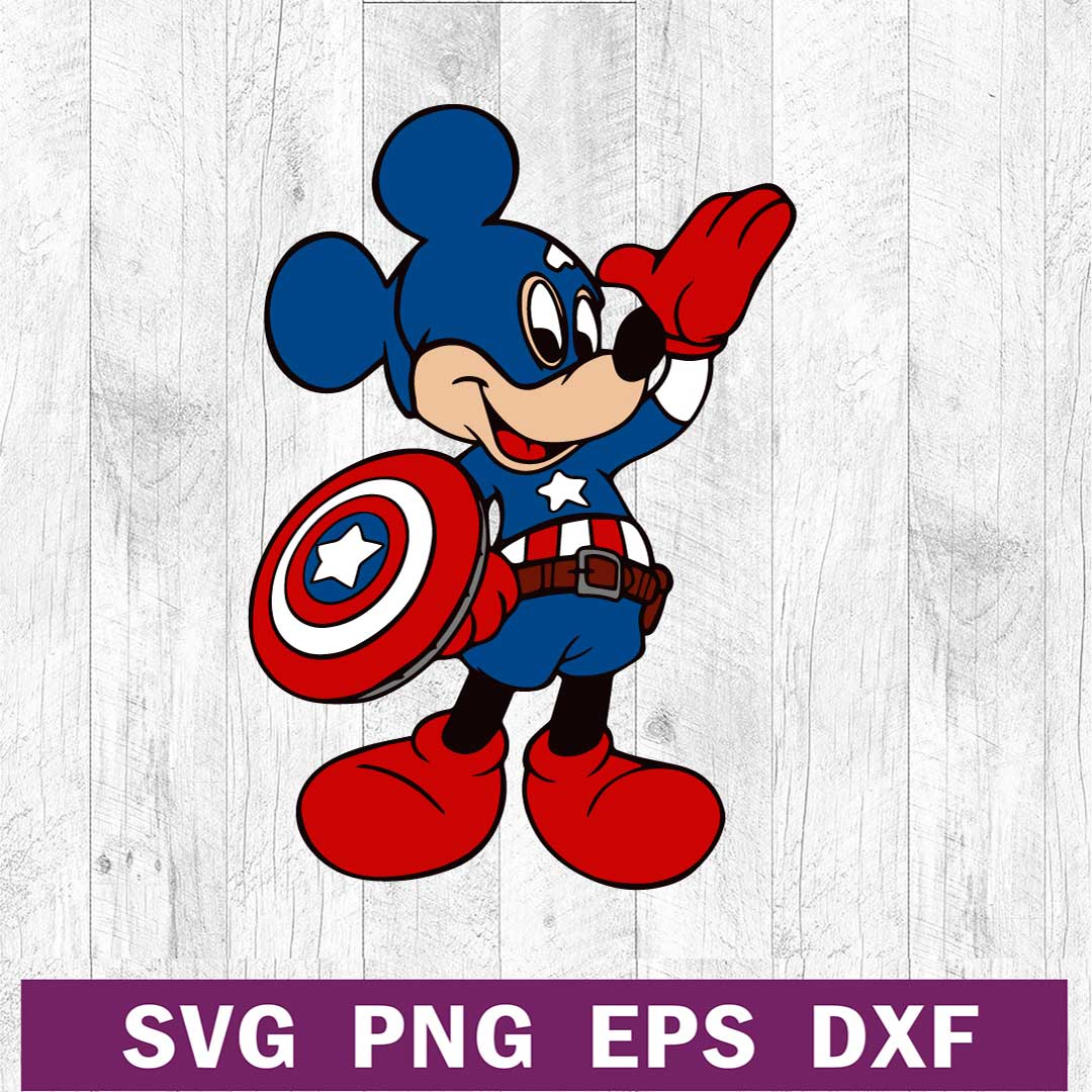 Captain america mickey disney SVG PNG DXF EPS, Captain america SVG, Mickey  x captain america SVG cutting file