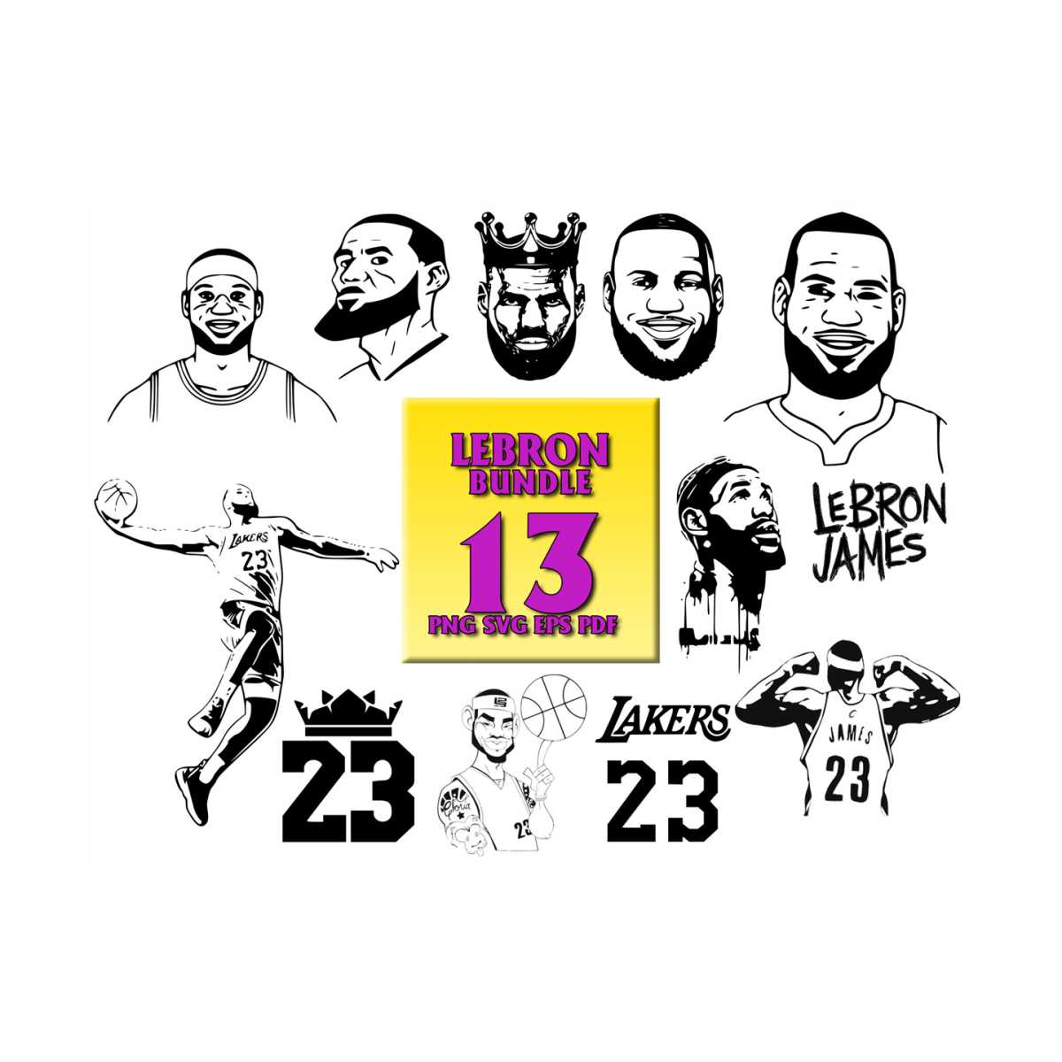 13 Files Lebron James Bundle Svg, Sport Svg, Lebron James Sv - Inspire ...