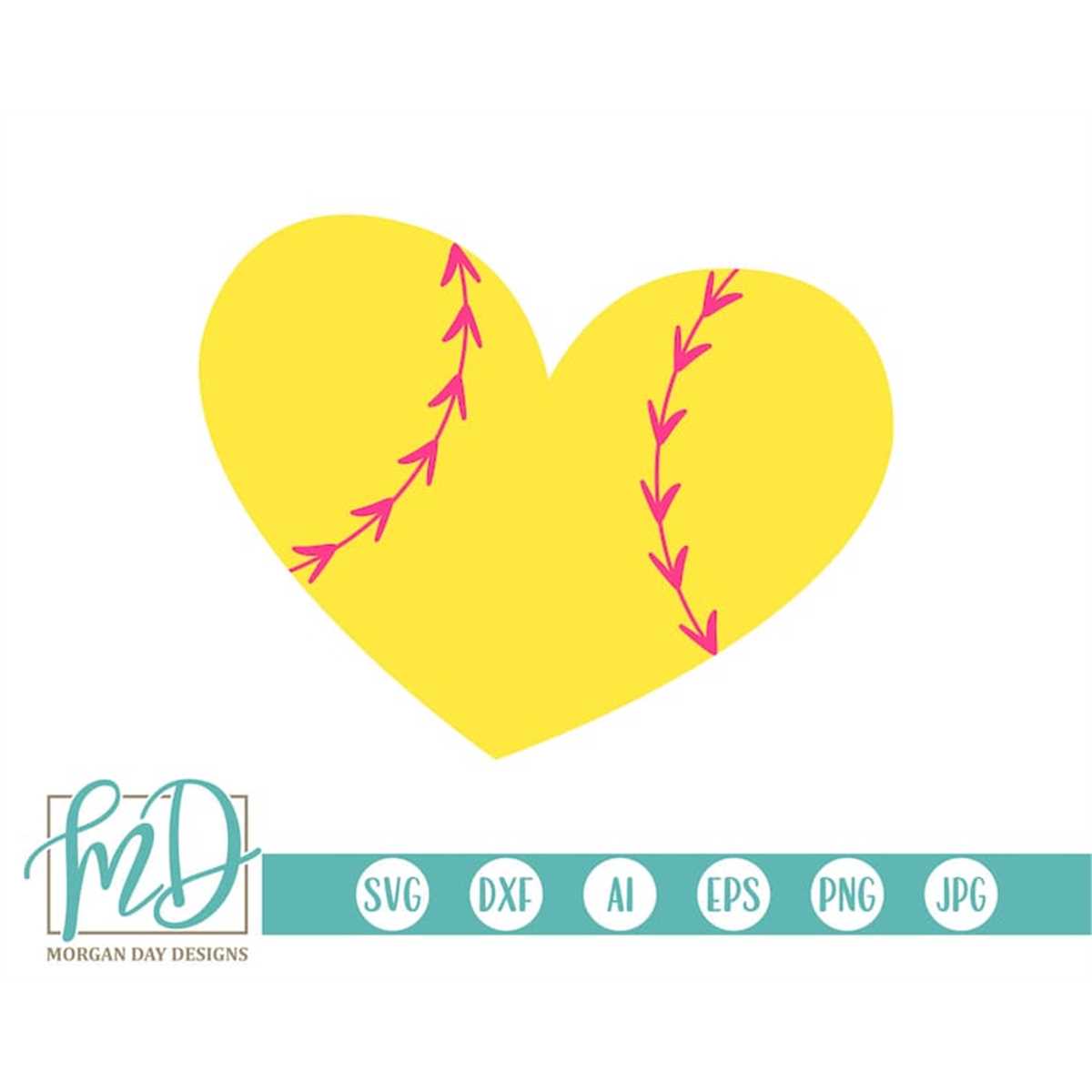 Softball SVG, Softball Cut Files, Softball Heart SVG, Softba Inspire