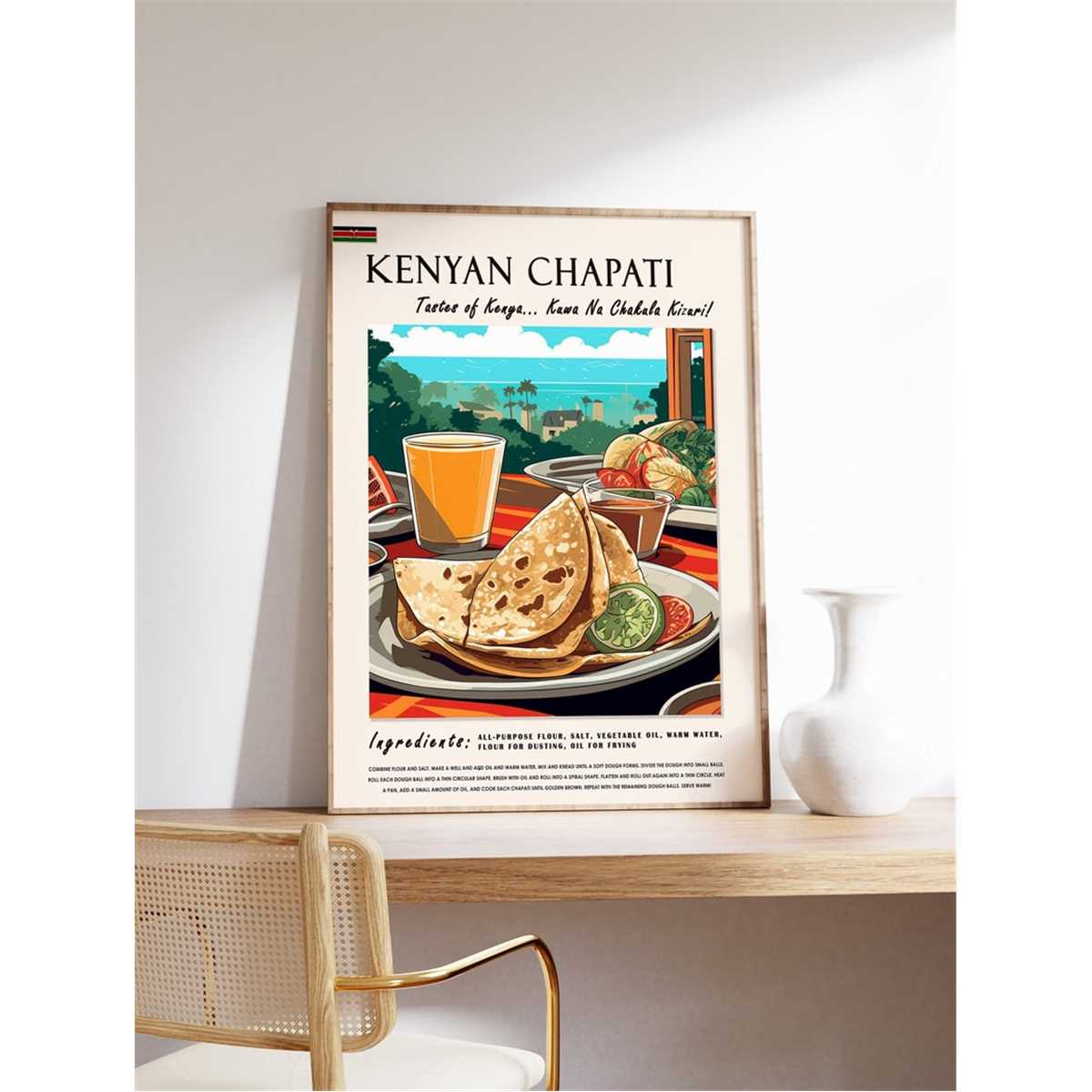 Kenyan Chapati Bread Food Poster, Kenyan Food Print, African Inspire