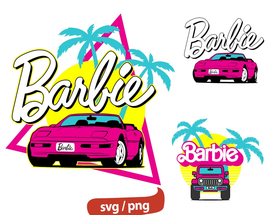 Barbie Car svg, Barbie Girl Pink Car svg, Retro Car Pink Con Inspire