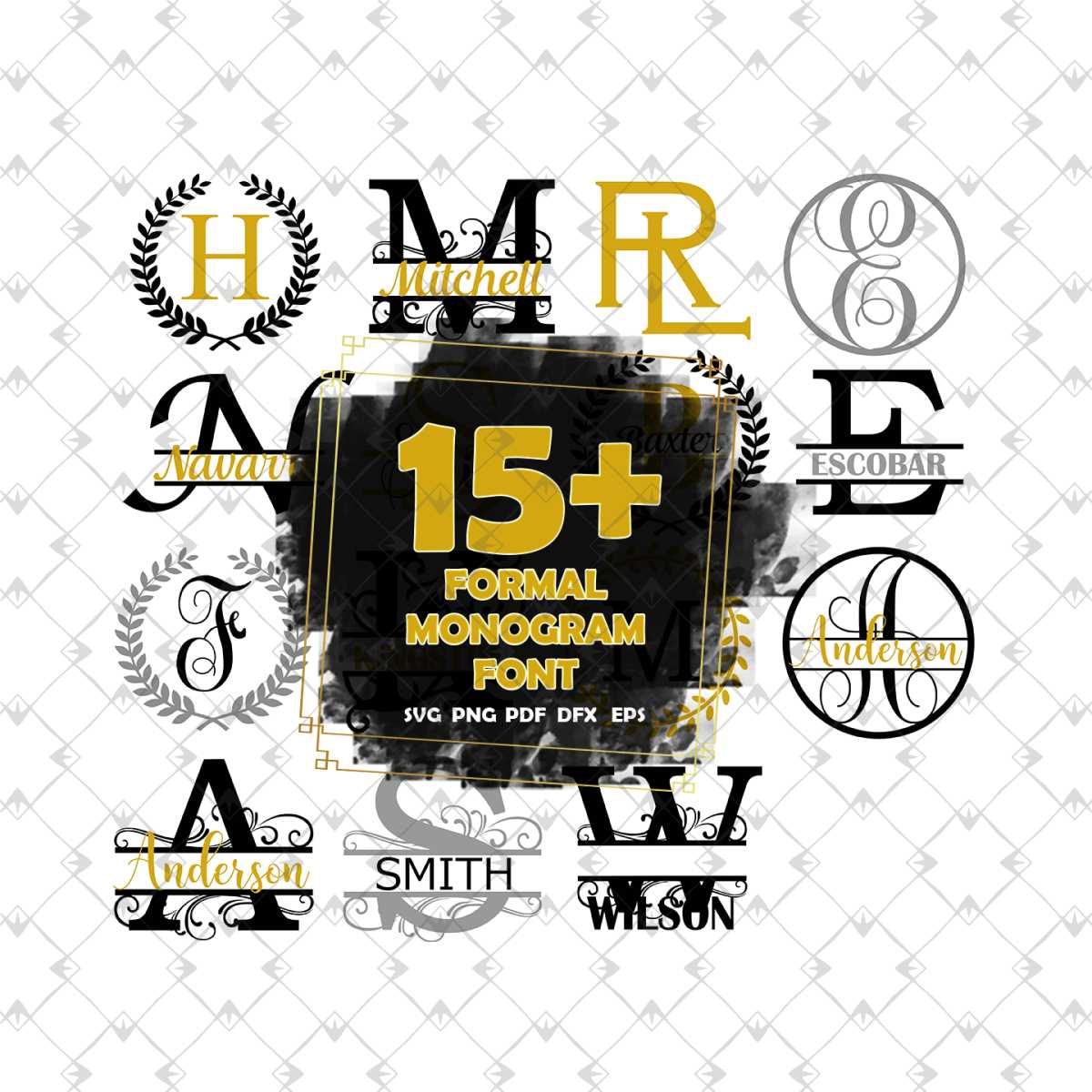 Monograma Romen 15 Formal Monogram AND Split Roman Flourish Letters | Inspire Uplift