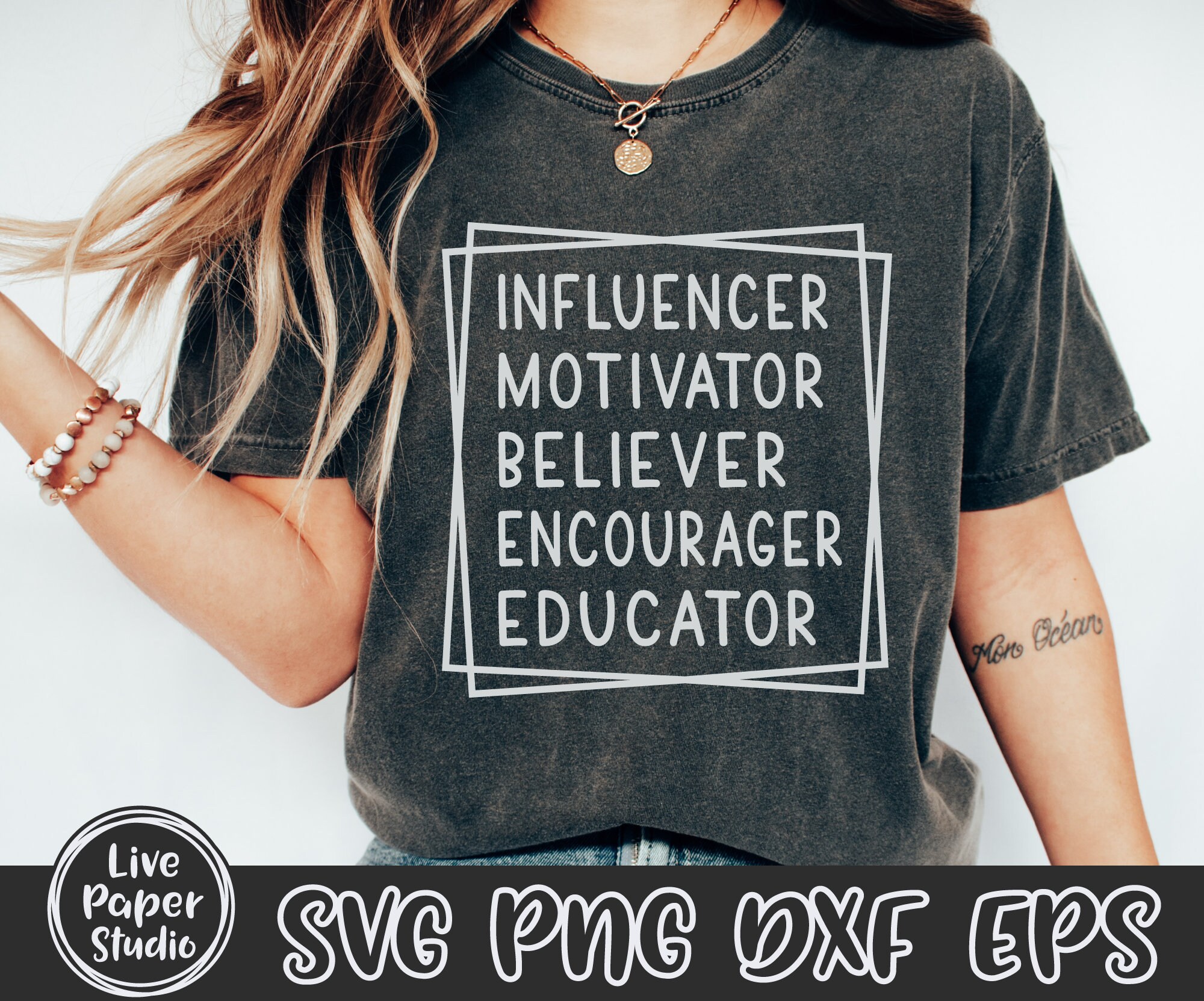 Teacher Svg, Influencer Motivator Believer Encourager Educat | Inspire ...