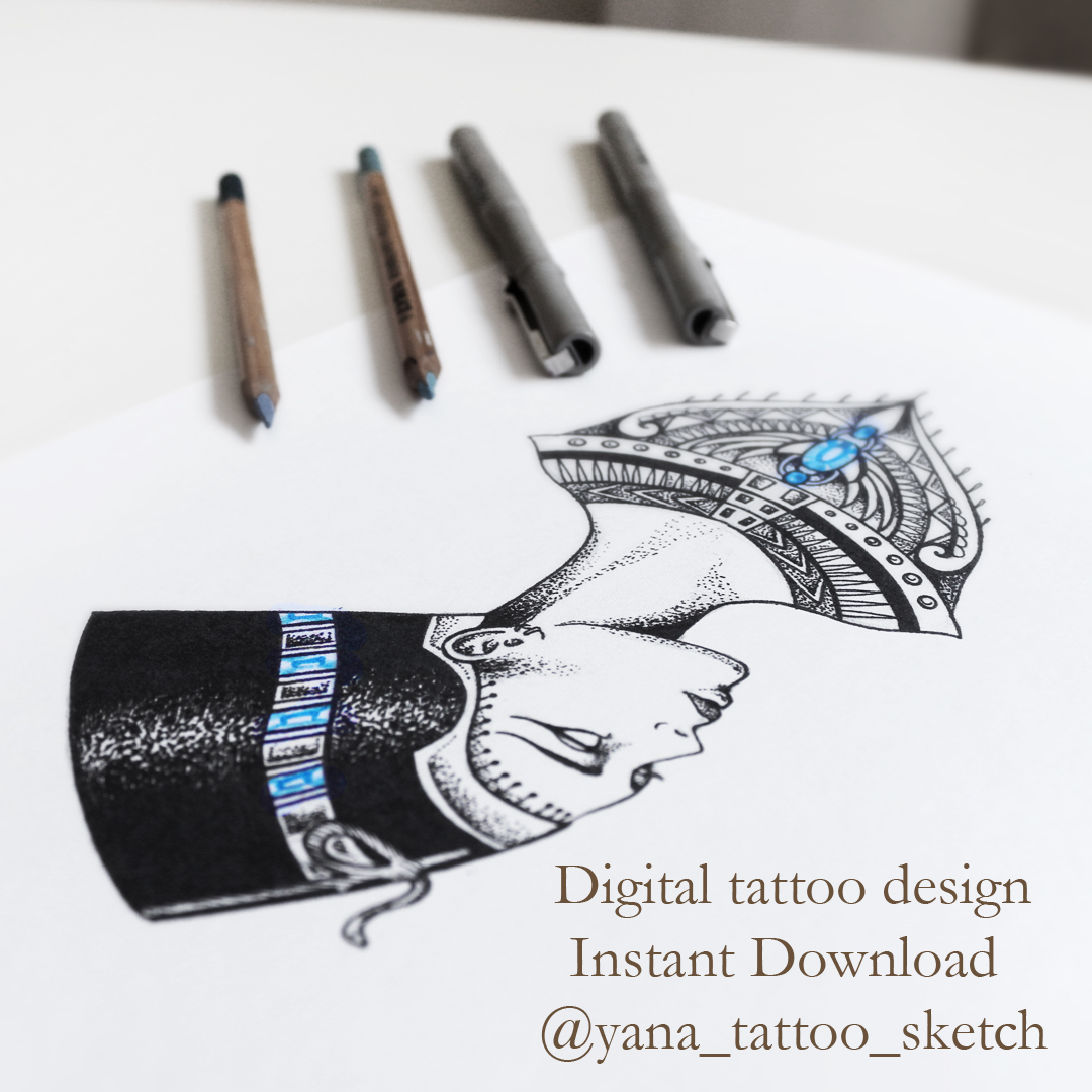 Nefertiti Tattoo Design Queen Nefertiti Tattoo Sketch Egypti Inspire