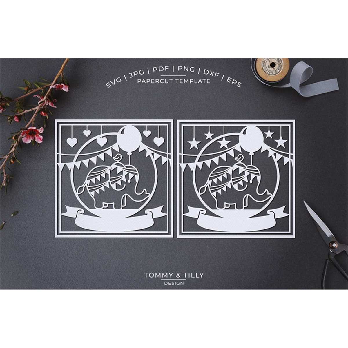 Square Elephant with Bird - Papercut Template | Machine Cut | Inspire ...