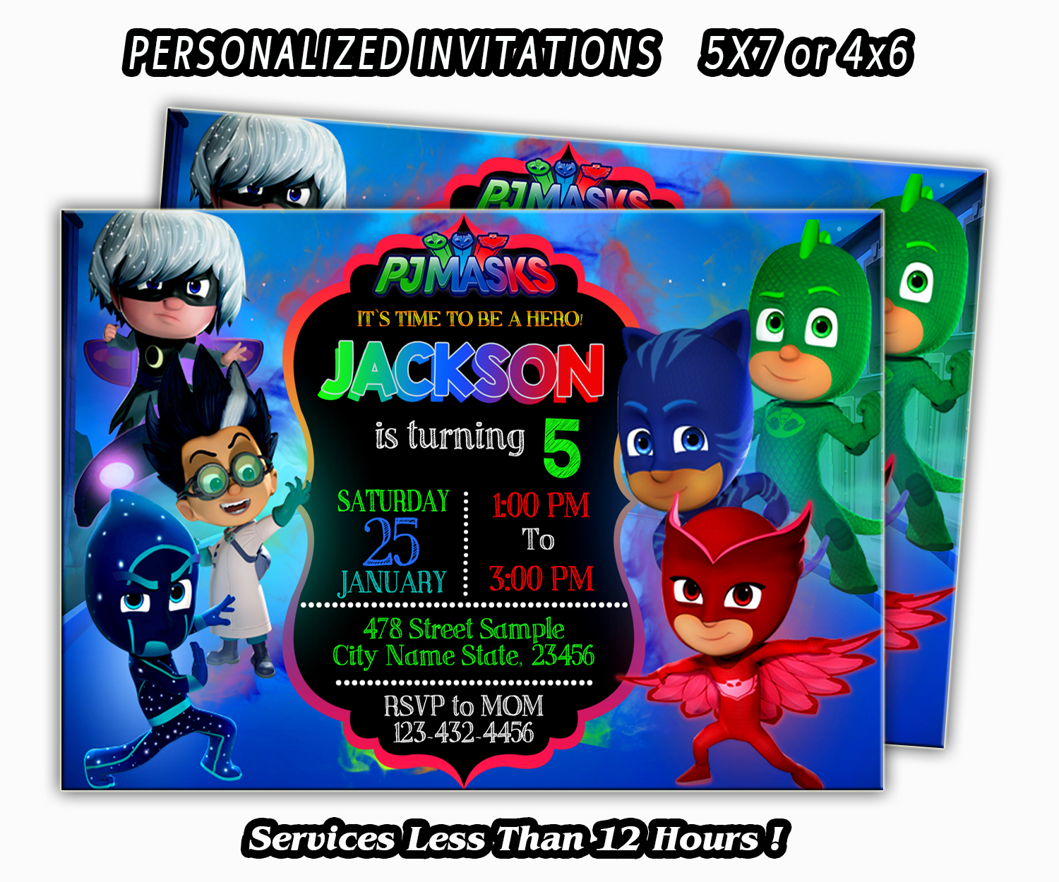 Pj Mask Invitation, Pj Mask Birthday Invitation, Super Hero Inspire