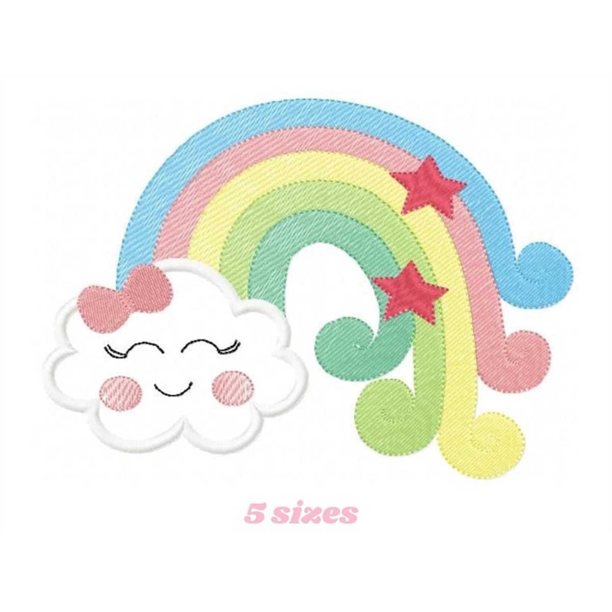 Cloud embroidery design rainbow embroidery design machine Inspire