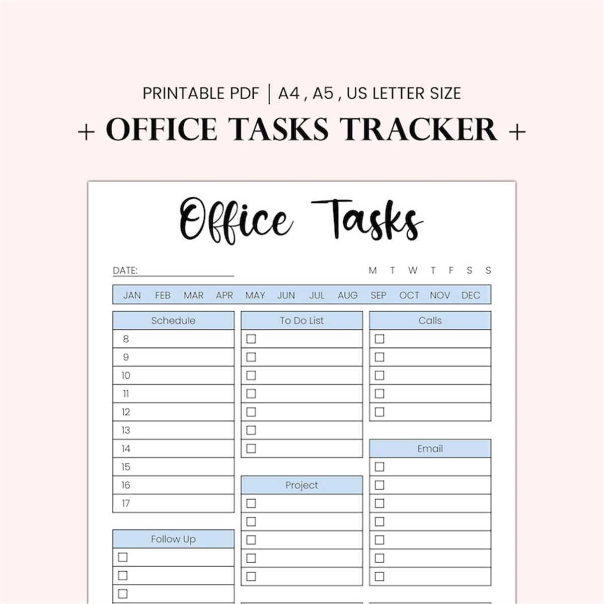 Office Task Sheet | Office Task Tracker Printable | Office | Inspire Uplift