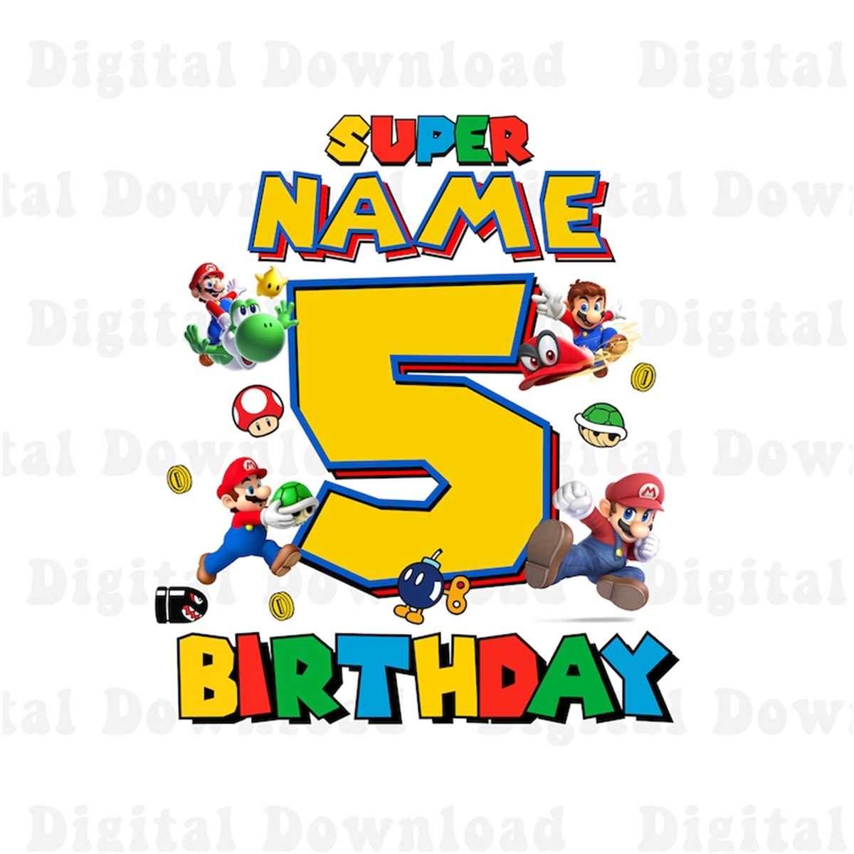 Personalize Super Mario Birthday Boy Png, Birthday Party Png - Inspire