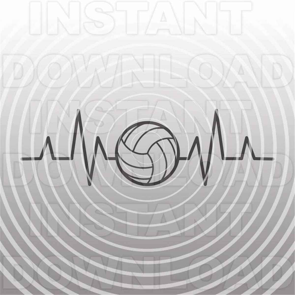 Heartbeat Pulse EKG Volleyball SVG File,Volleyball Tshirt s Inspire