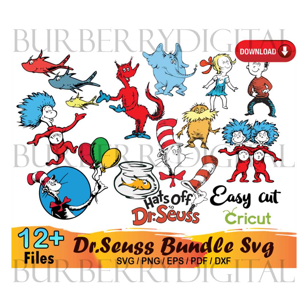 12 Dr Seuss Bundle Svg, Dr Seuss Svg, Cat In The Hat Svg - Inspire Uplift