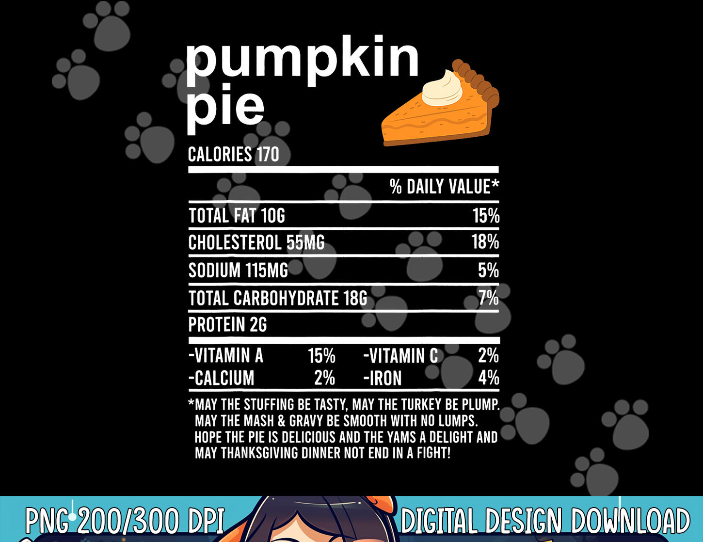 Funny Thanksgiving Food Apparel, Pumpkin Pie Nutrition Facts Inspire