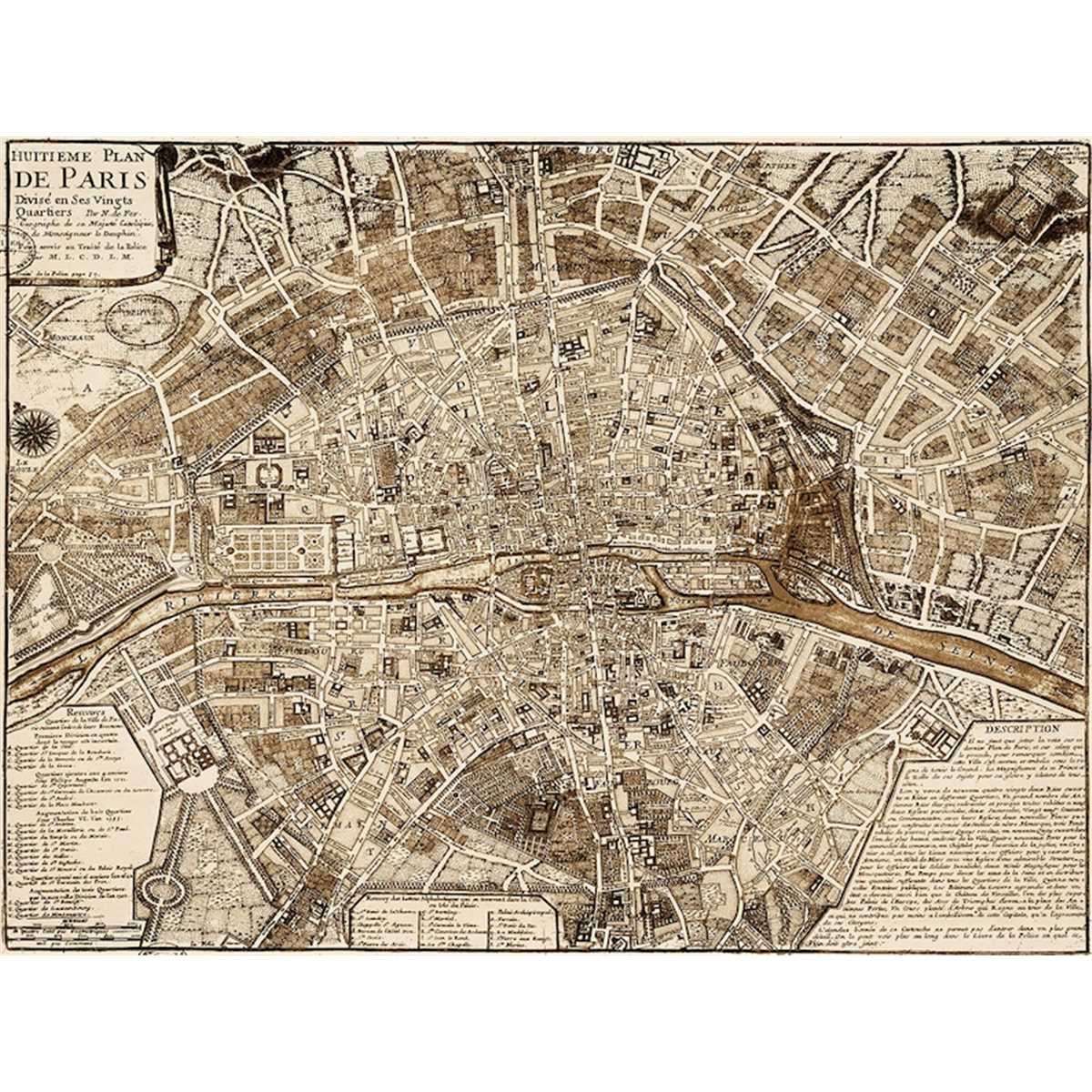 Vintage Paris Map Print 1705 old world Map of Paris France S | Inspire ...