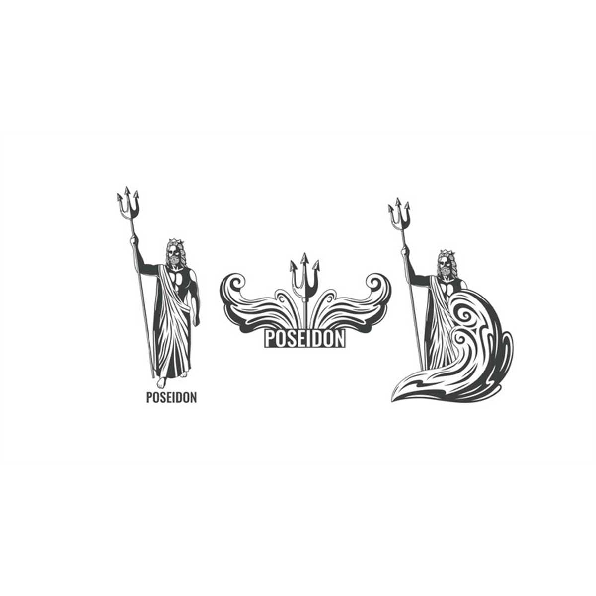 Poseidon, 3 Different Designs, Greek Olympian Gods, Editable - Inspire ...