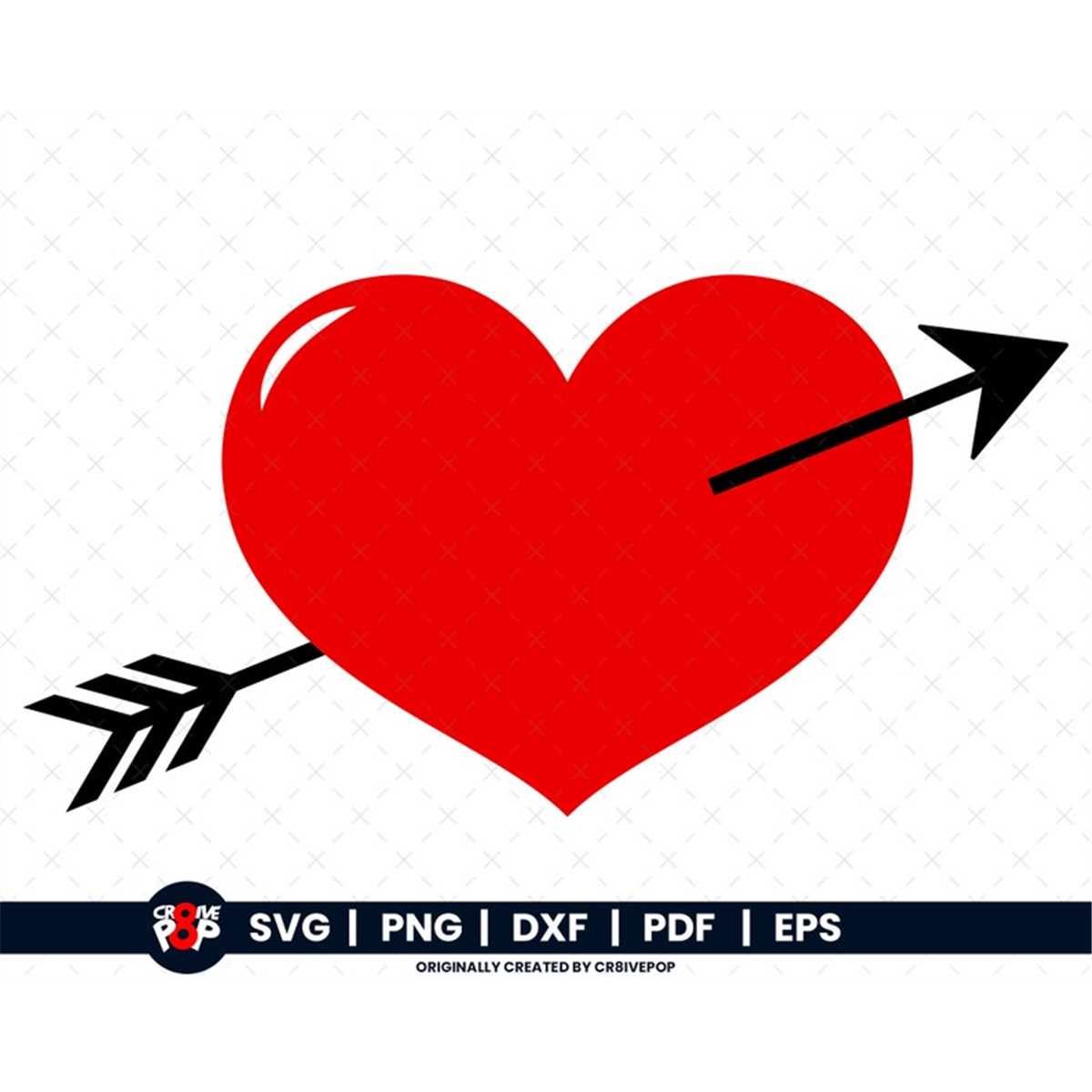 Arrow Through Heart SVG PNG, DFX, eps, pdf Cut outs and Cl Inspire