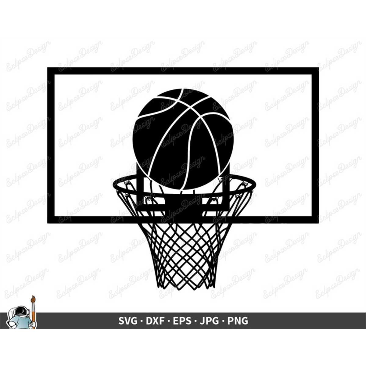Basketball Hoop SVG Clip Art Cut File Silhouette dxf eps pn - Inspire