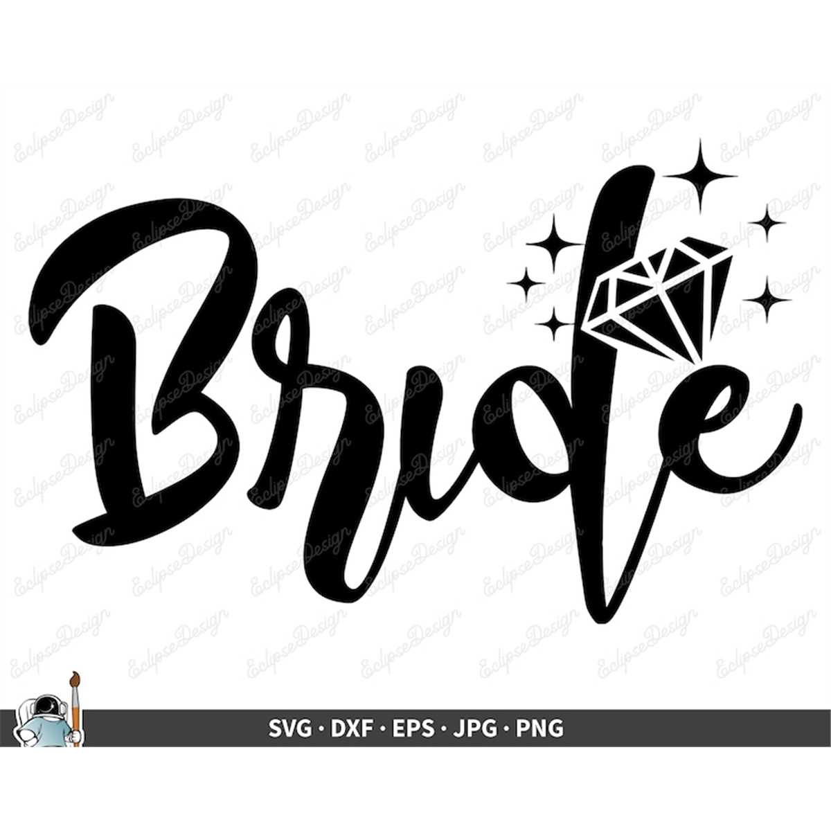 Bride Wedding Diamond SVG Clip Art Cut File Silhouette dxf | Inspire Uplift