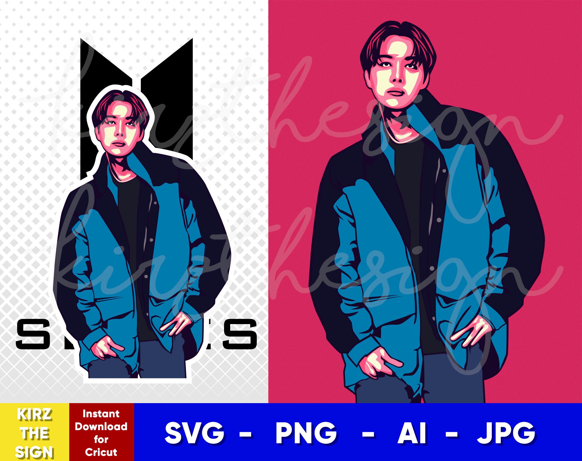 BTS JHope (Hoseok) PROOF Stencil , Svg, Png, Ai , Digital Do Inspire
