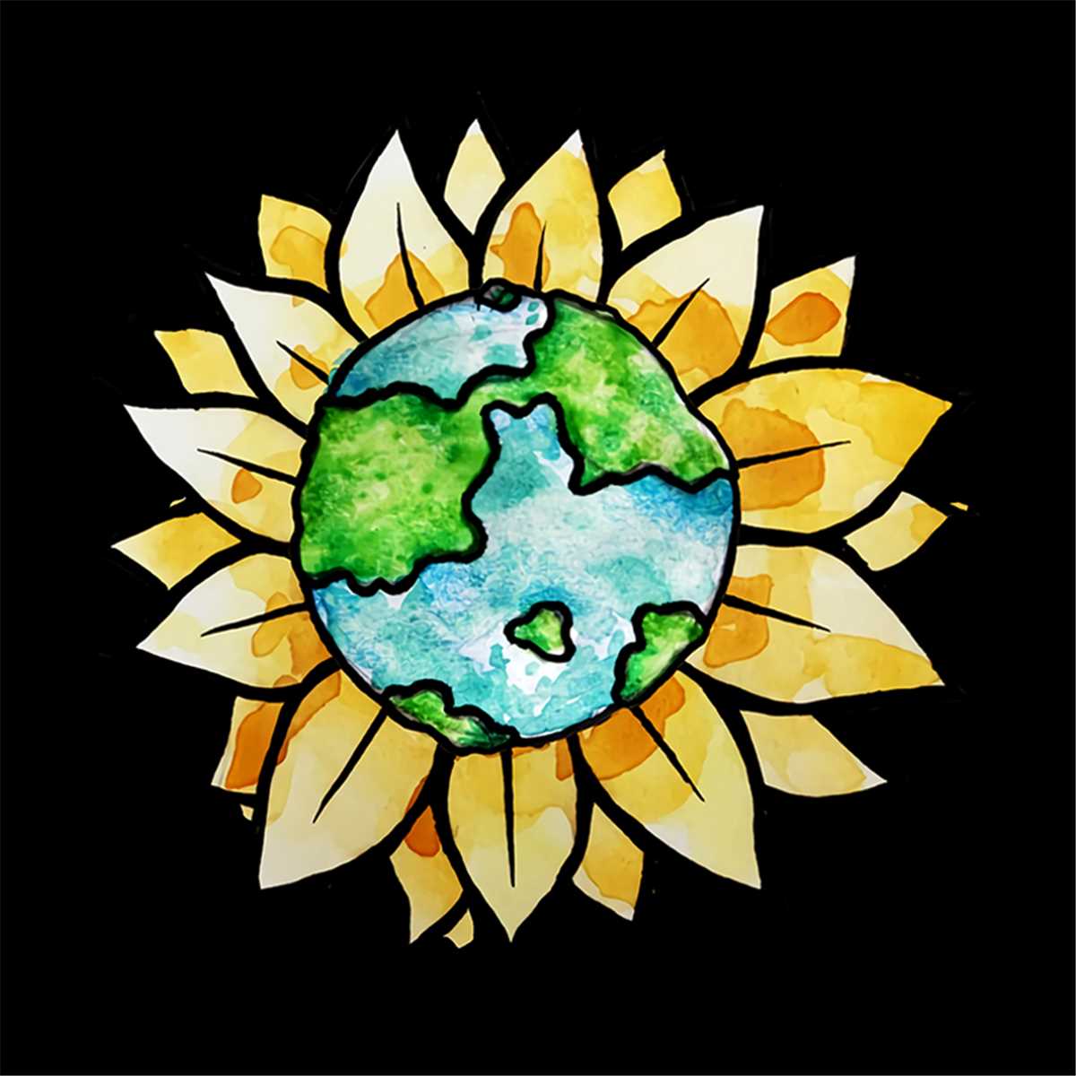 Sunflower Earth Day Svg, Flower Svg, Drawing Sunflower Svg, | Inspire ...