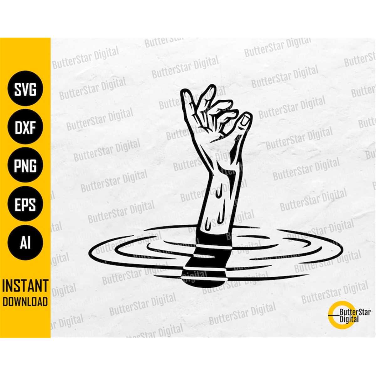 Drowning Hand SVG Drown SVG Dying Die Dead Caution Distr Inspire