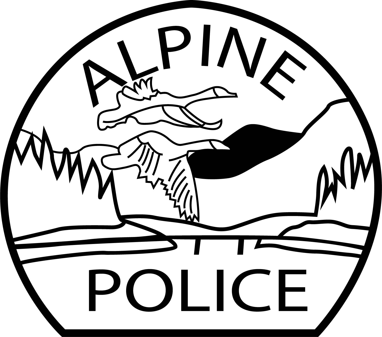 Alpine Police Department Patch vector file Black white vect Inspire Uplift