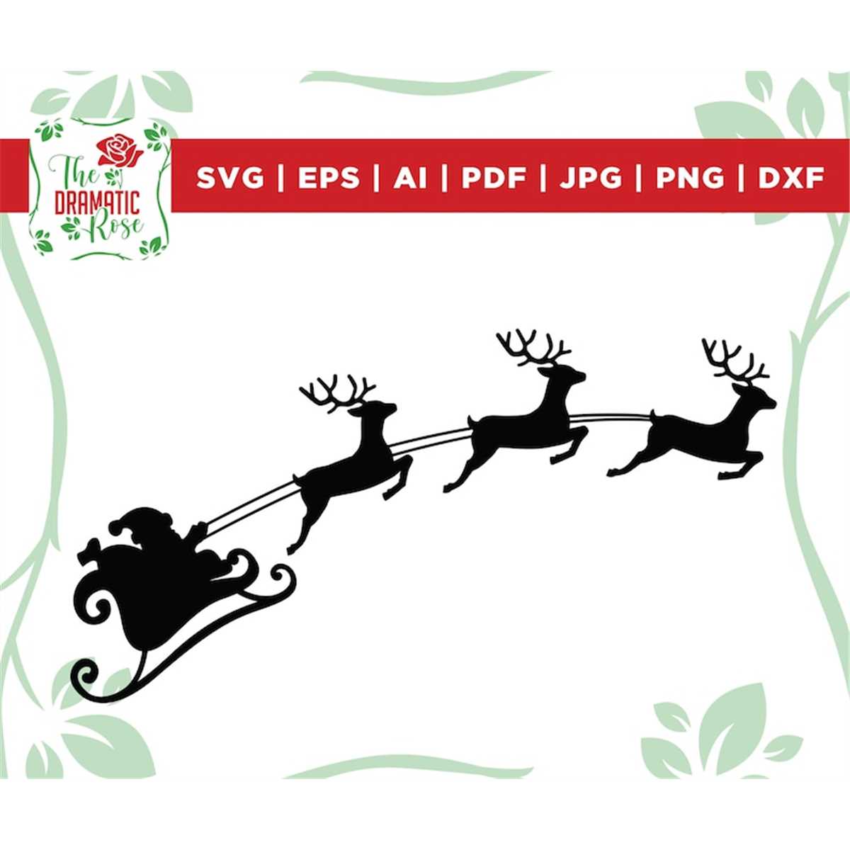 Santa's Sleigh SVG, Christmas SVG, Reindeer Clipart, Santa C | Inspire ...