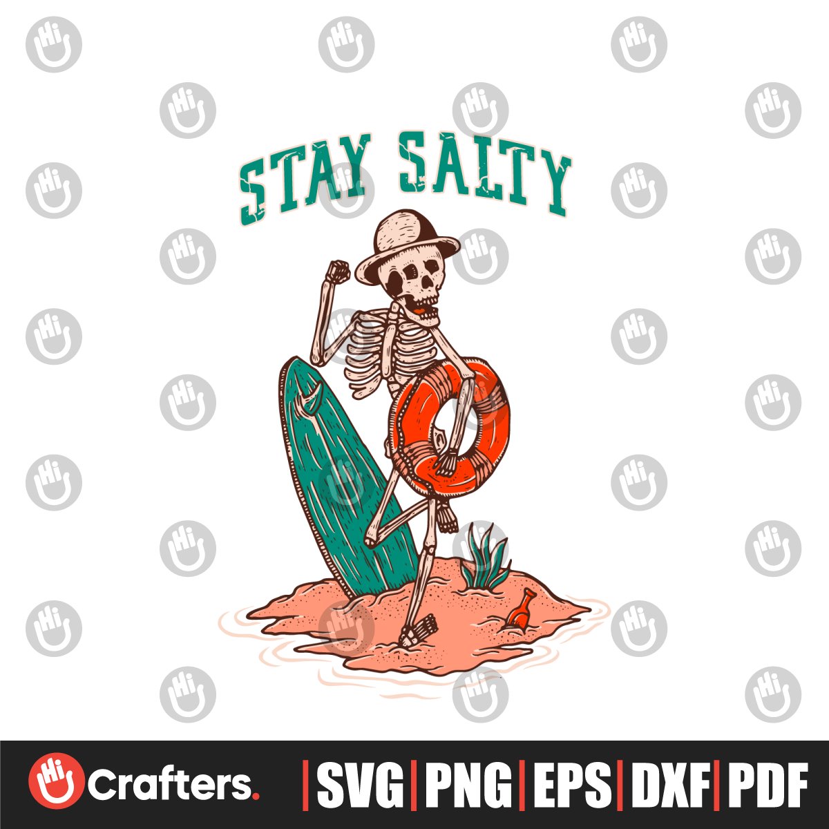 Surf Skeleton SVG Stay Salty Beach Vibes SVG Graphic Design - Inspire ...