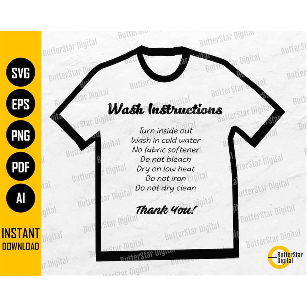 T-Shirt Care Card SVG | Tee Shirt Printable Maintenance Inst - Inspire Uplift