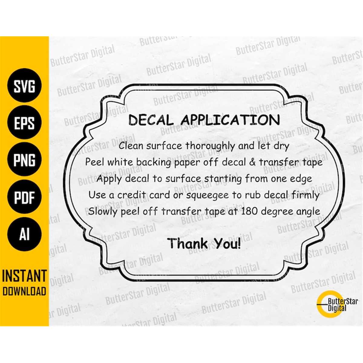 How To Apply Vinyl Decal Printable Instructions Decal Application Instructions Svg Care Card ...