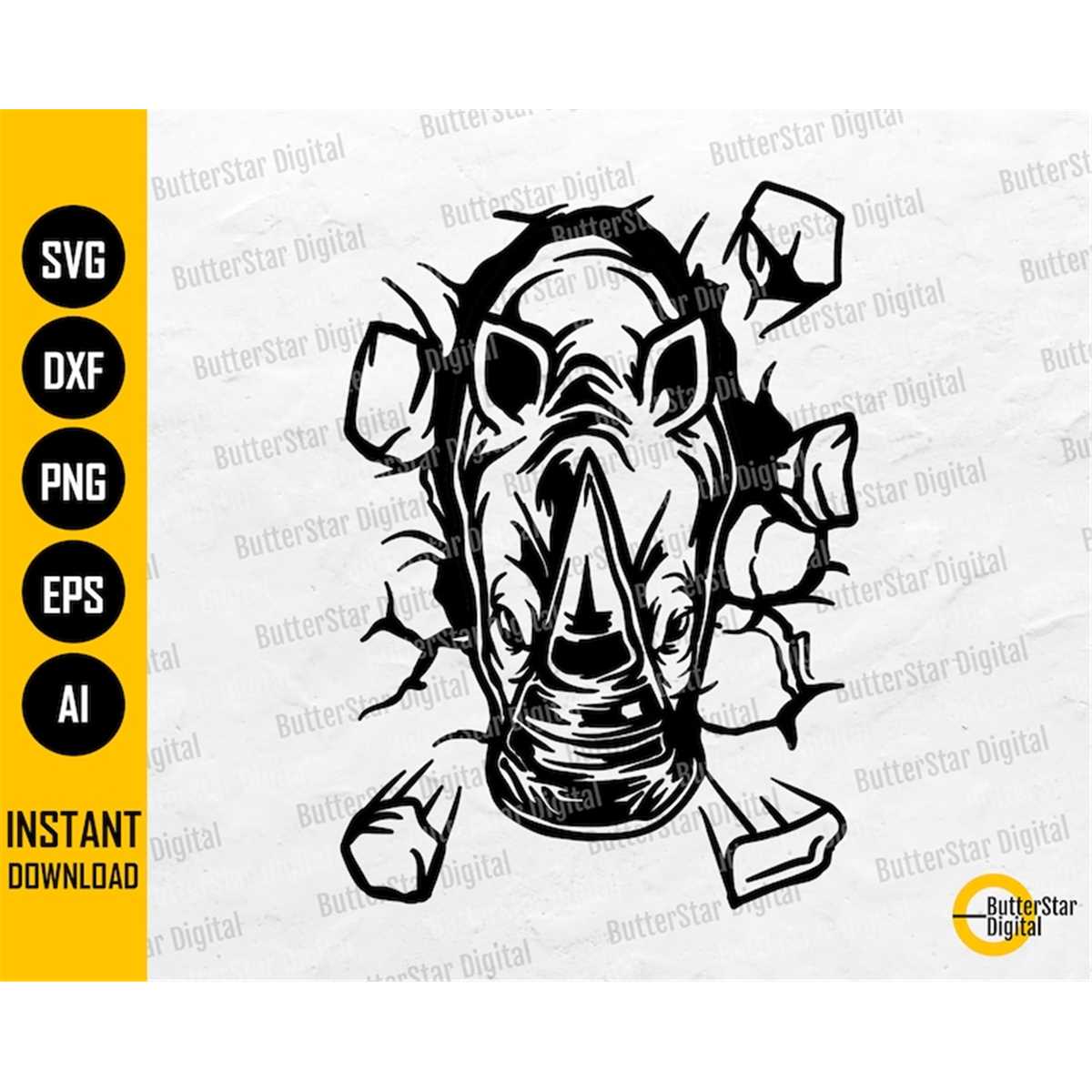 Smashing Rhino SVG Crashing Rhinoceros SVG Animal TShir Inspire