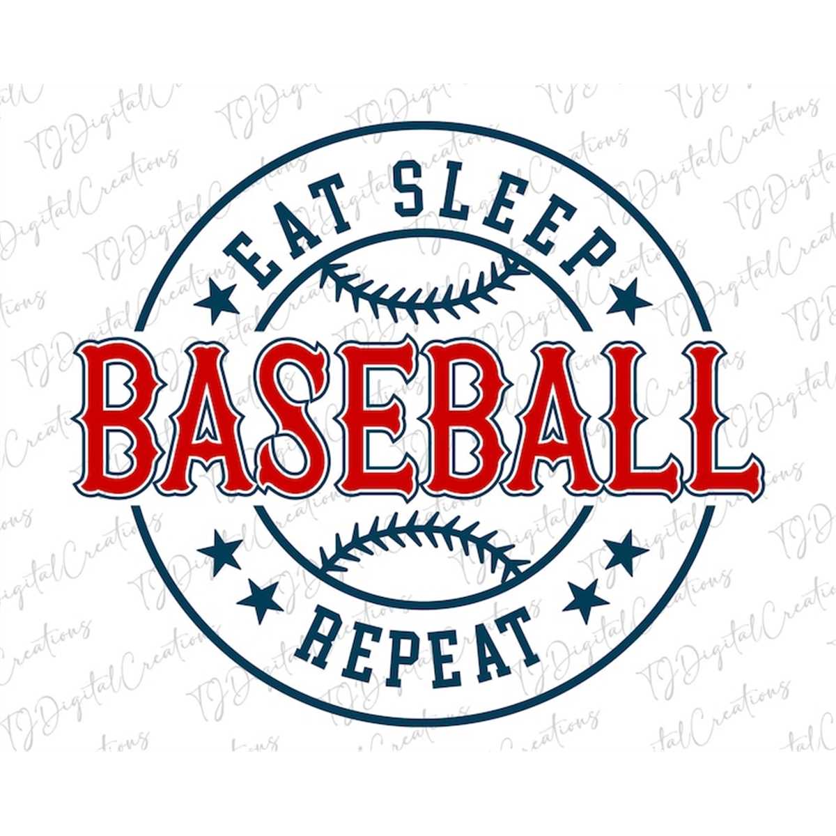 Eat Sleep Baseball Repeat Svg, Stars Svg, Baseball Svg, Digi - Inspire