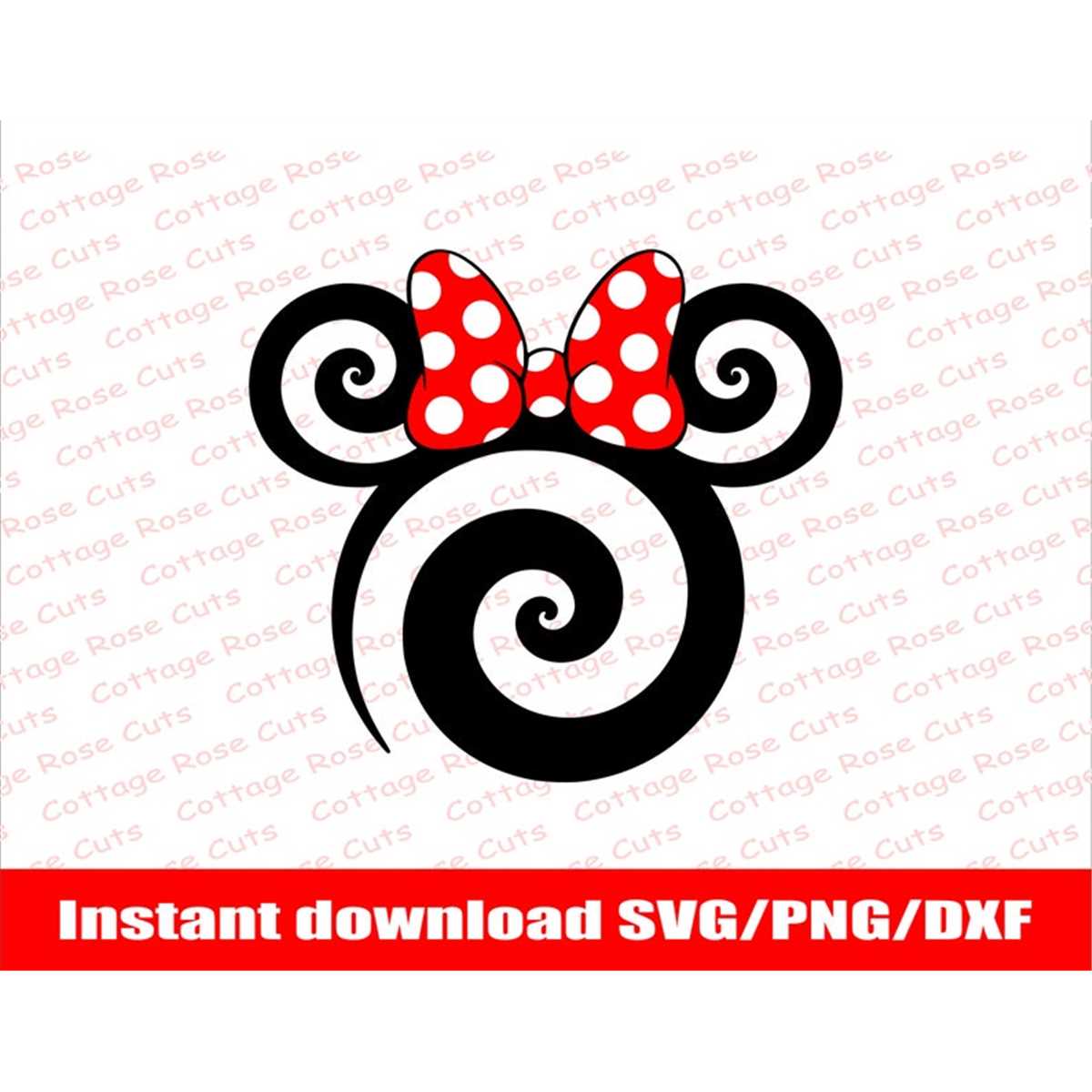 Spiral Minnie Mouse head SVG, Minnie Mouse SVG, Minnie Head - Inspire