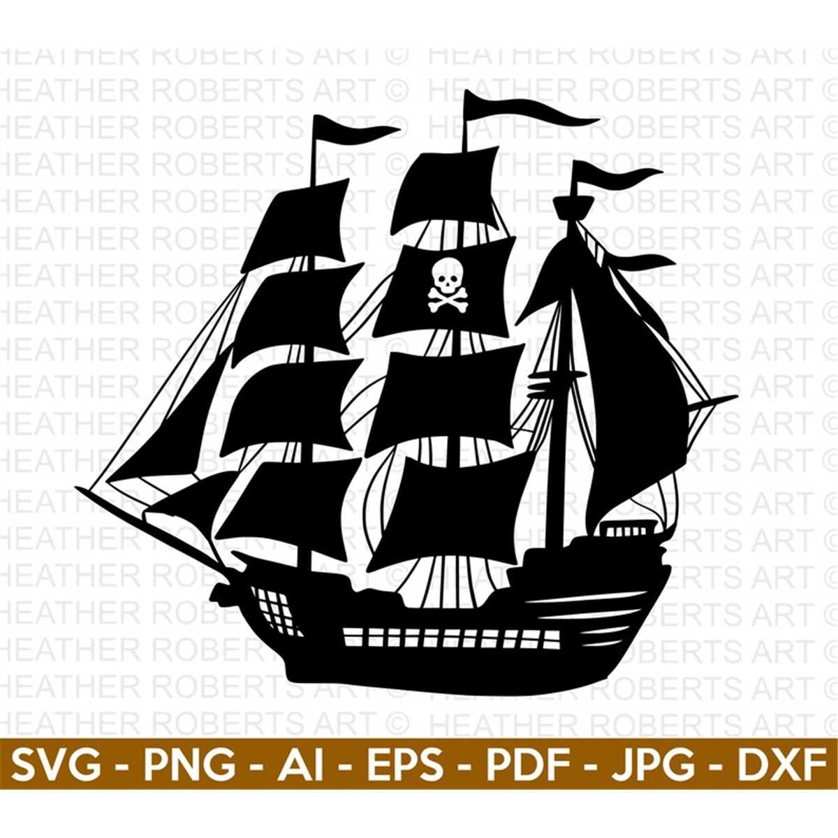 Pirate Ship SVG, Pirate SVG, Pirate Ship Silhouette SVG, Bla - Inspire