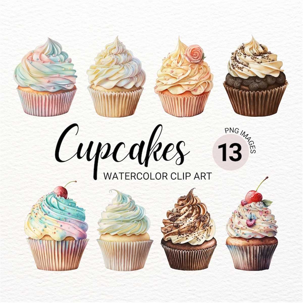 Watercolor Cupcake Clipart | Baking Clipart | Dessert Clipar | Inspire ...