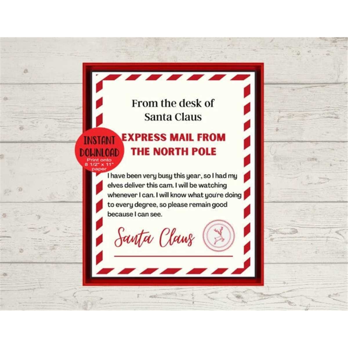 Santa Letter, Printable Santa Cam Letter, Instant Printable | Inspire ...