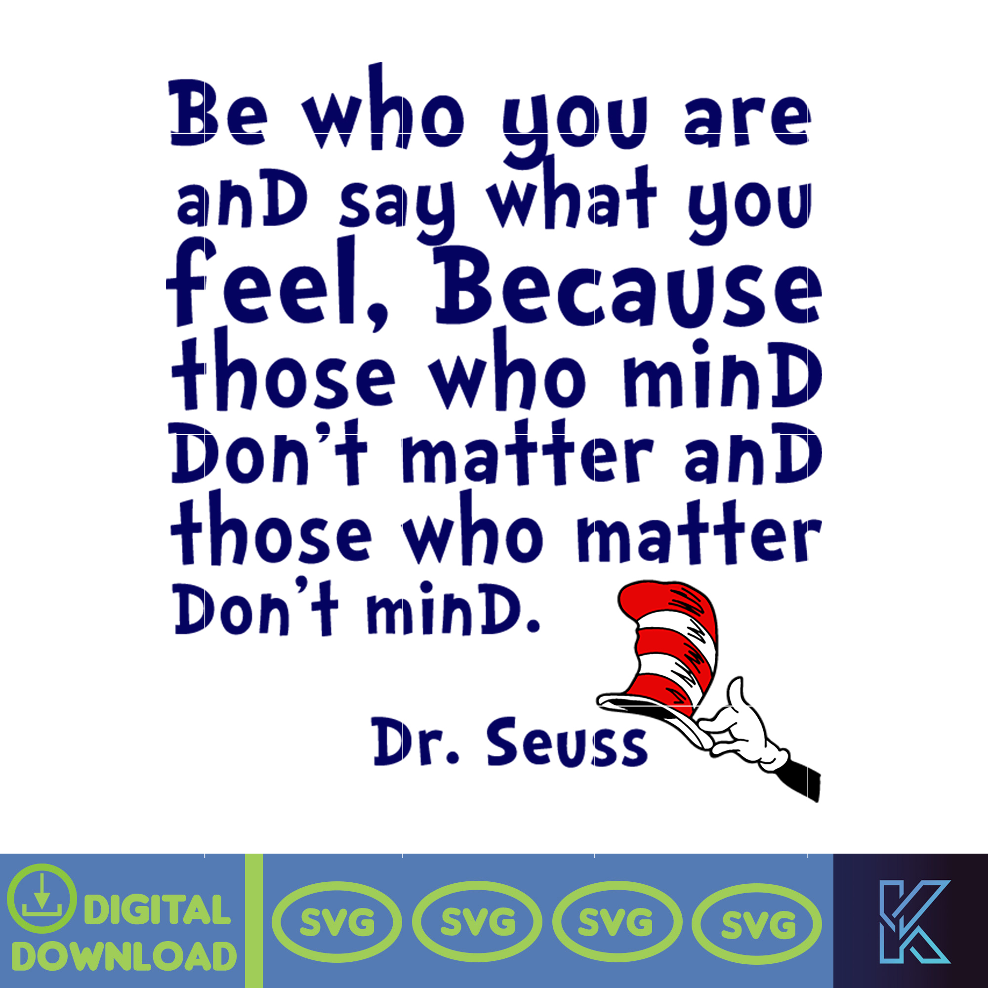 Dr Seuss Svg Layered Item, Dr. Seuss Quotes Cat In The Hat S - Inspire ...