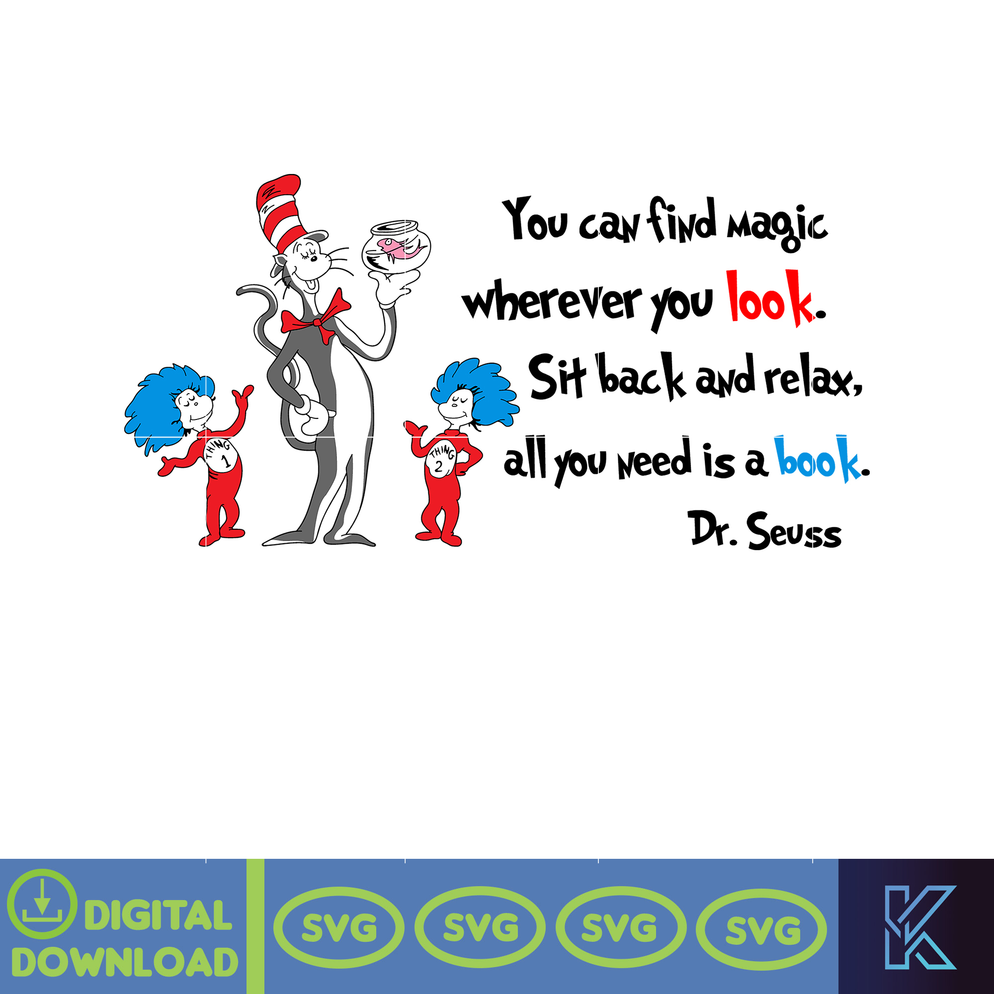 Dr Seuss Svg Layered Item, Dr. Seuss Quotes Cat In The Hat S - Inspire ...