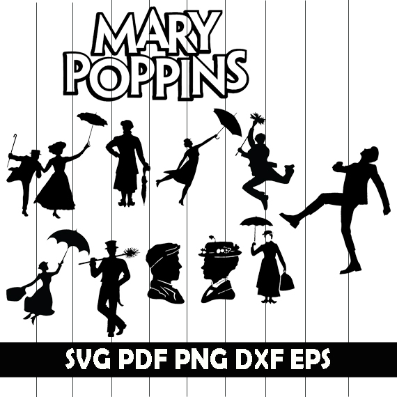 Mary Poppins Clipart, Mary Poppins Digital Clipart, Mary Pop | Inspire ...