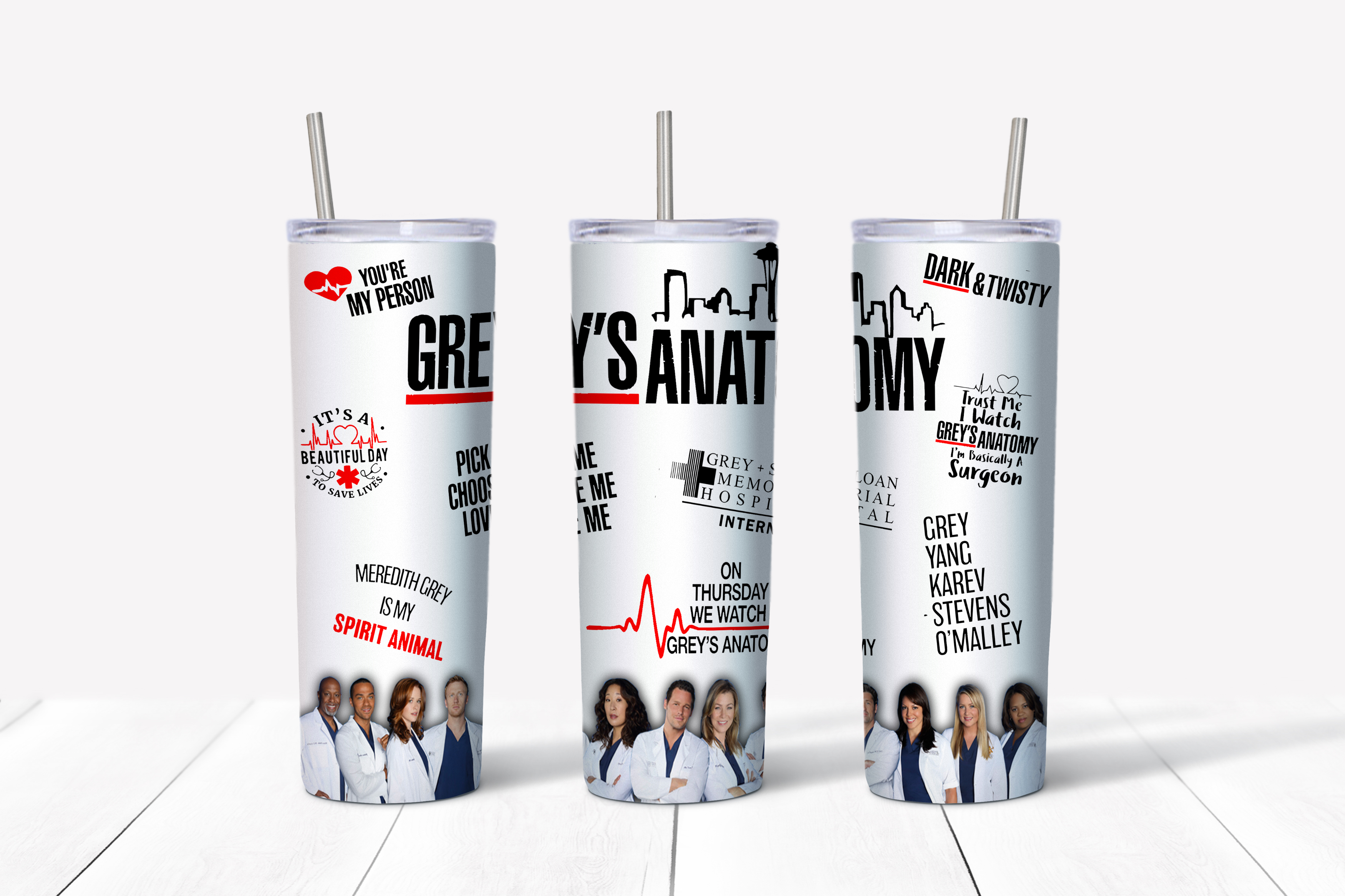 Grey's Anatomy Design 20oz / 30oz Tumbler PNG, Full Tumbler | Inspire ...