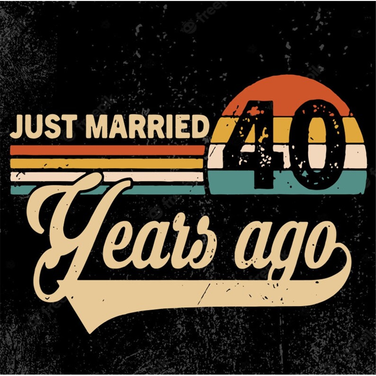 Just Married 40 Years Ago Vintage Retro 40 Years Anniversary - Inspire