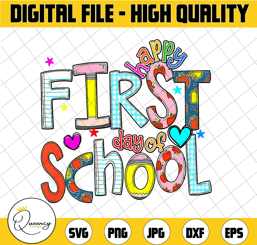 Happy First Day of School PNG Digital Design, School Clipart Inspire