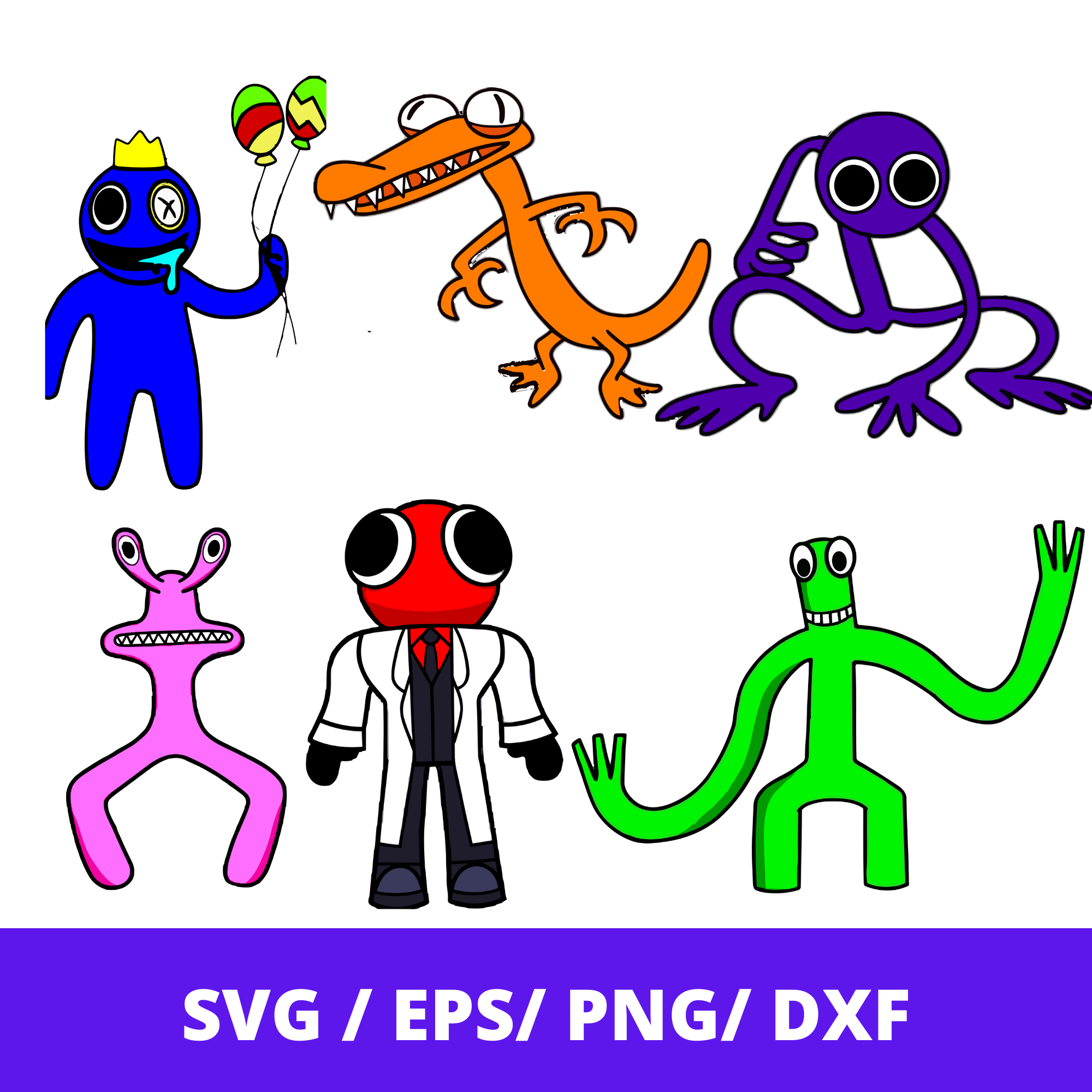 Rainbow Friends Characters PNG Bundle Roblox Inspired Digit Inspire 