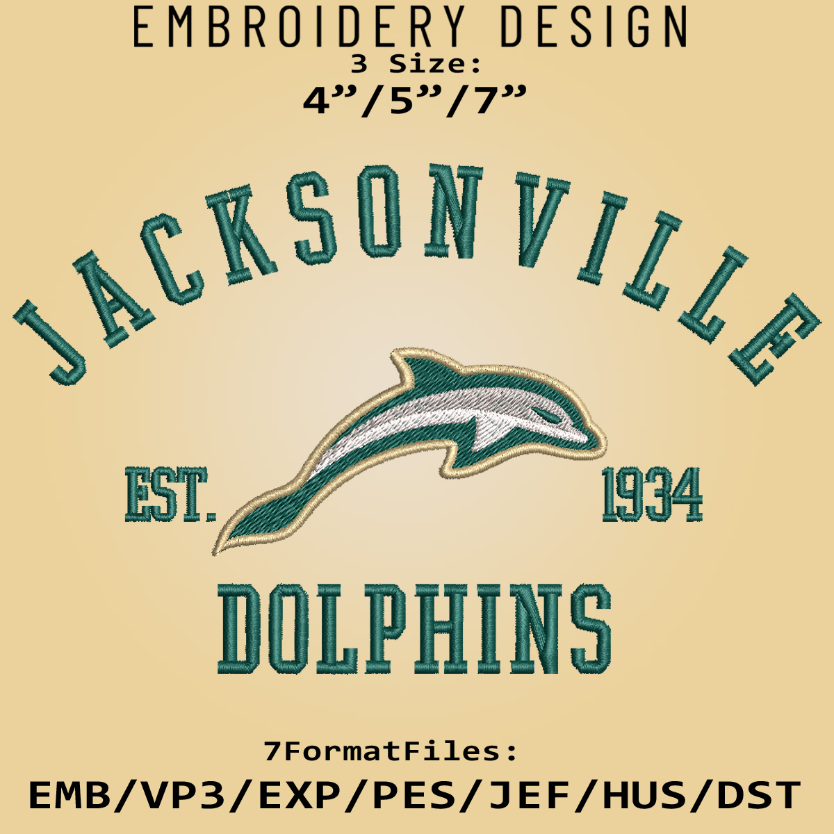 Jacksonville Dolphins embroidery design, NCAA Logo Embroider Inspire