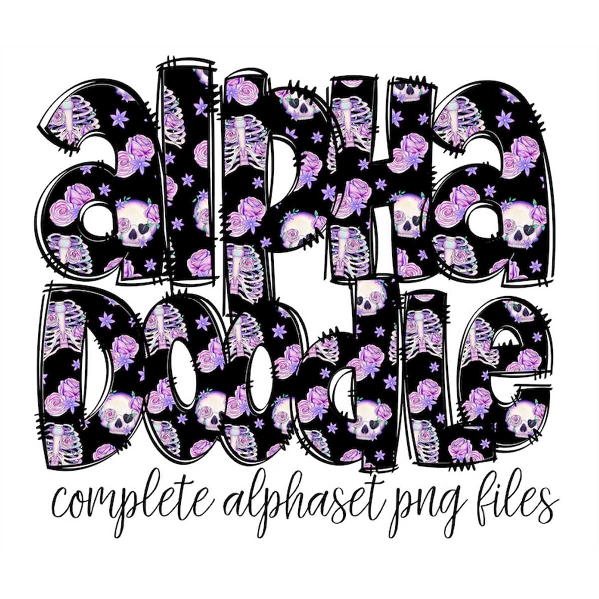 Skulls Alphapack, digital alphabet, printable alphabet, dood - Inspire ...